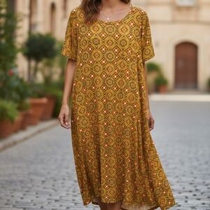 LuLaRoe Yellow Geometric Midi Dress